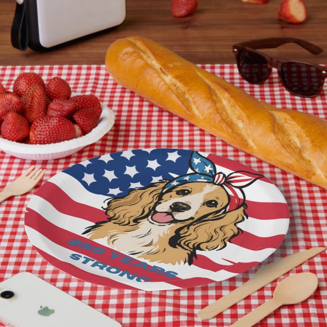 Assiette en papier pour Cocker Spaniel patriotique (Pique-nique)