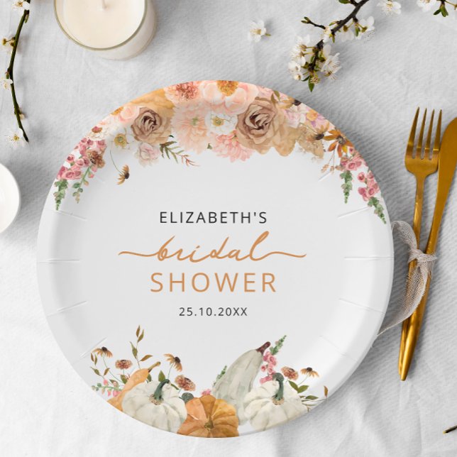 Assiette en papier pour douche de mariée automnale (Créateur téléchargé)