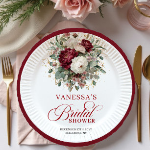 Assiette en papier pour douche de mariée florale d
