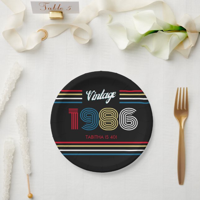 Assiette en papier pour fête d'anniversaire 40 ans (Mariage)