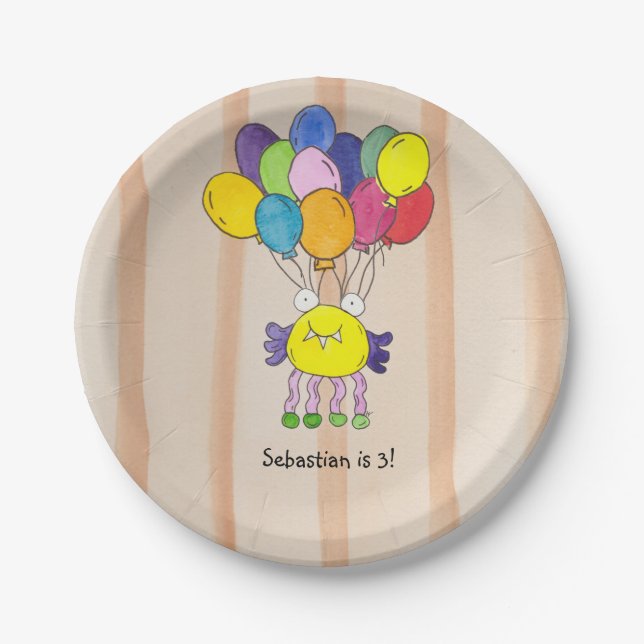 Assiette en papier pour fête d'anniversaire avec b (Devant)