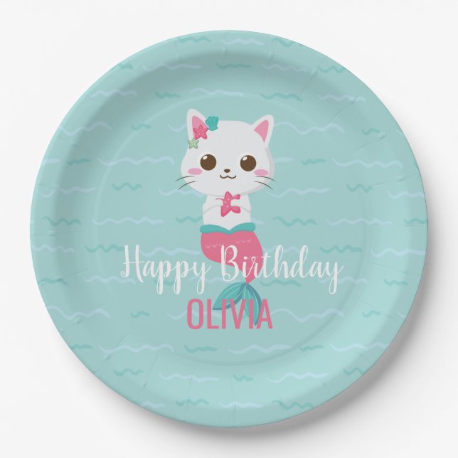 Assiette en papier pour fête d'anniversaire de Mer (Devant)