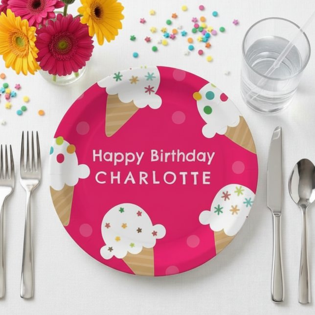Assiette en papier pour fête d'anniversaire glace (Créateur téléchargé)