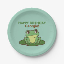 Assiette en papier pour fête d'anniversaire grenou