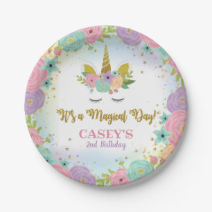 Assiette en papier pour fête d'anniversaire Licorn