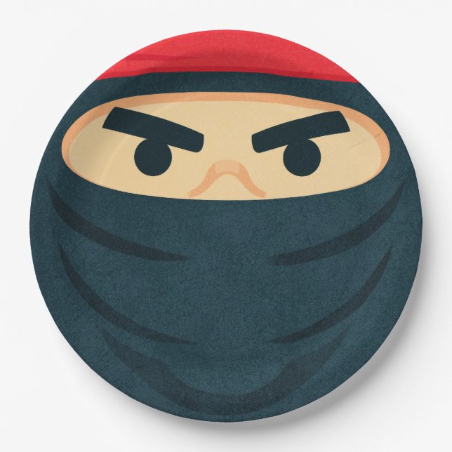 Assiette en papier pour fête d'anniversaire Ninja  (Devant)