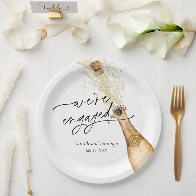 Assiette en Papier pour Fête de Fiançailles Modern (Mariage)