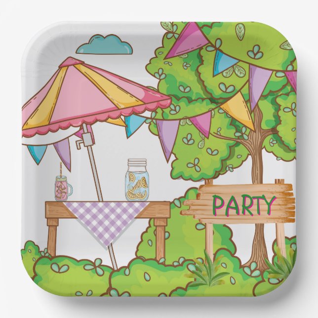 Assiette en papier pour fête de jardin (Recto)