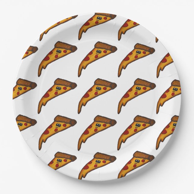 Assiette en papier pour fête de pizza (Devant)