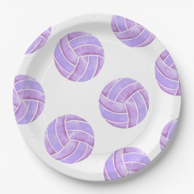 Assiette en papier pour fête de volley-ball (Devant)