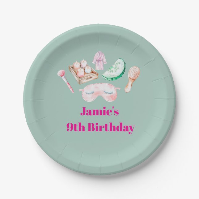 Assiette en papier pour fête d'enfants Spa Day (Devant)
