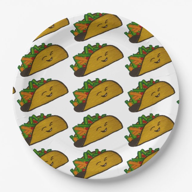 Assiette en papier pour fête tacos (Devant)