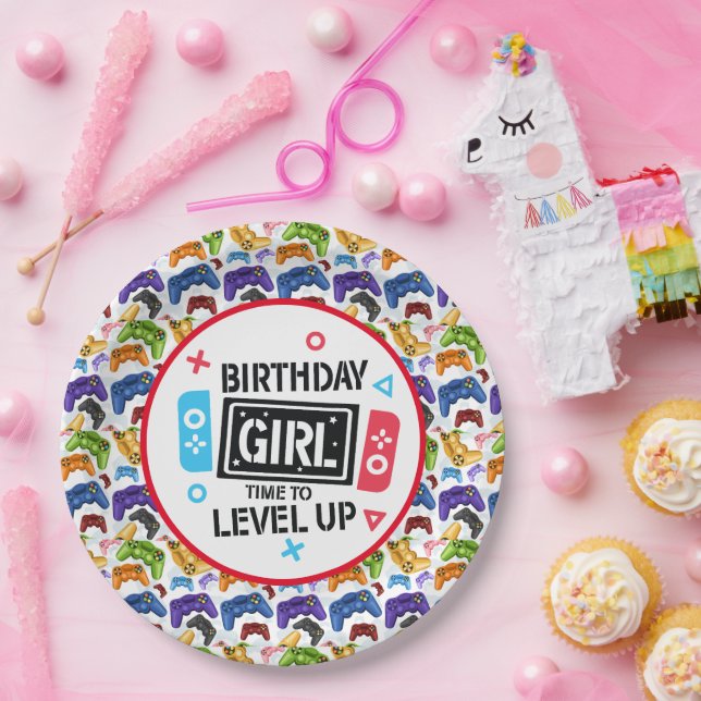 Assiette en papier pour fille d'anniversaire joueu (Fête)