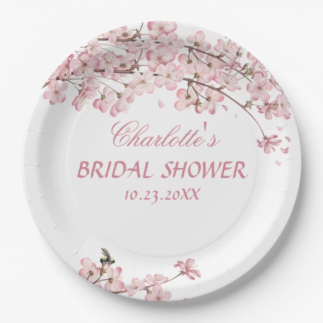 Assiette en papier pour la douche de mariée Fleur  (Devant)