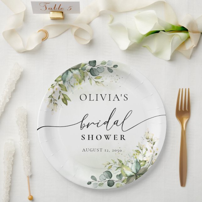 Assiette en papier pour la douche de mariée floral (Mariage)