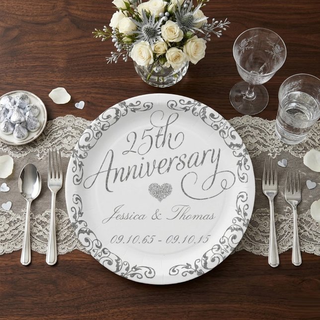 Assiette en papier pour les 25 ans de mariage Arge (Créateur téléchargé)