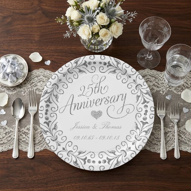 Assiette en papier pour les 25 ans de mariage Arge (Créateur téléchargé)