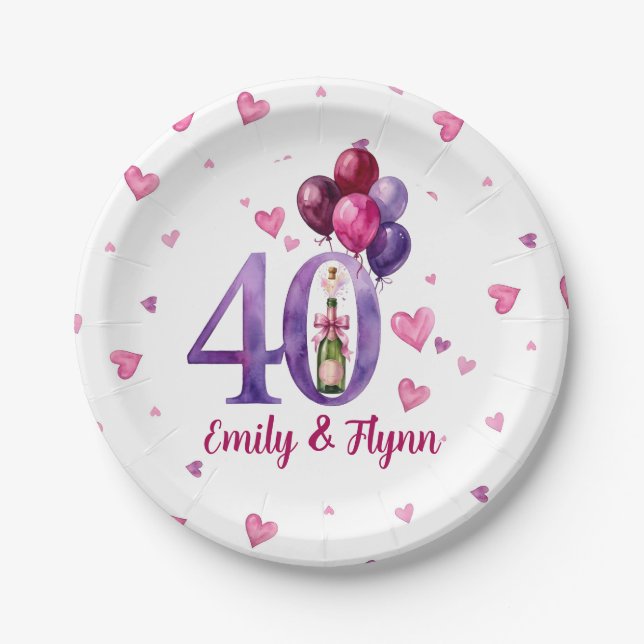 Assiette en papier pour les 40 ans de mariage Rubi (Devant)