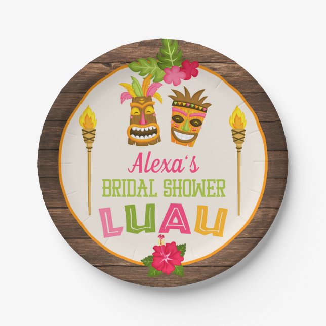 Assiette en papier pour Luau de douche de mariée (Devant)