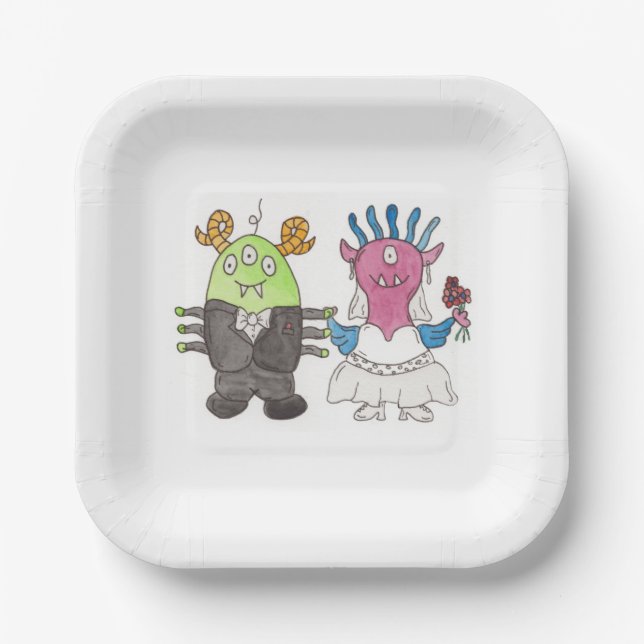 Assiette en papier pour mariage alternatif avec mo (Recto)