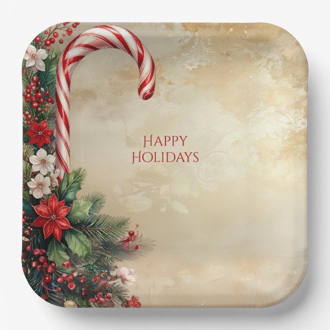 Assiette en papier pour Noël Candy Cane (Recto)