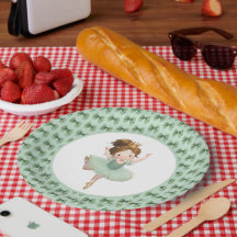 Assiette en papier pour petite princesse verte men