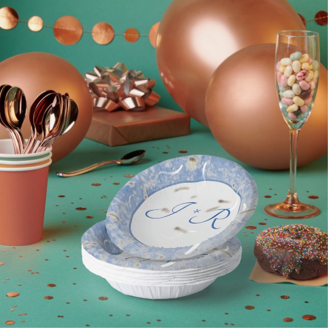 Assiette en papier pour réception de mariage bleu  (Multi)