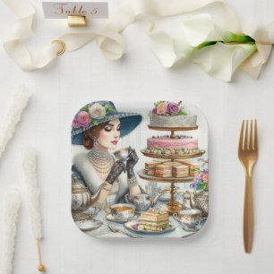 Assiette en papier pour thé party élégance vintage