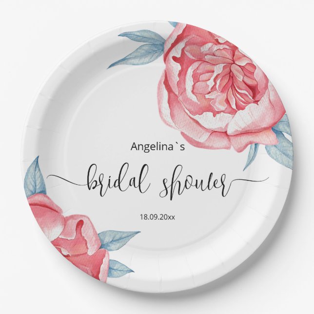 Assiette en papier pour une douche de mariée Paeon (Devant)
