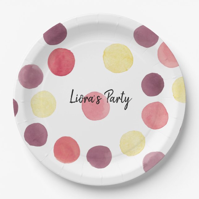 Assiette en papier rond coloré amusant  (Devant)
