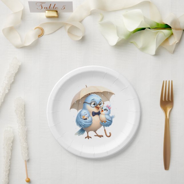 Assiette en Papier Rond Joyeux Papa (Mariage)