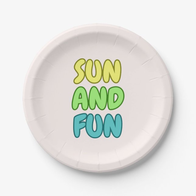 Assiette en Papier Rond Soleil Et Amusement (Devant)