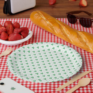 Assiette en papier ronde 9" à motif trèfle élégant