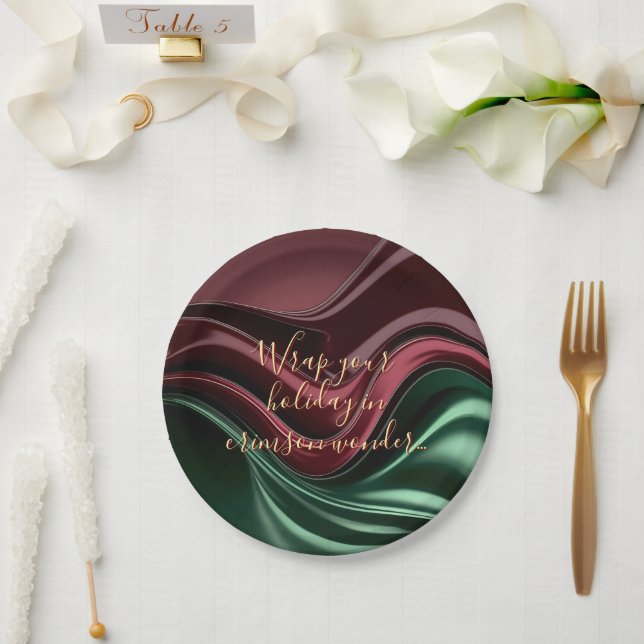 Assiette en papier ronde au graphisme élégant (Mariage)