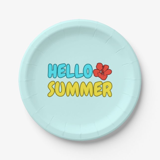 Assiette en papier ronde Hello Summer (Devant)