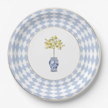 Assiette en papier ronde topiaire au citron