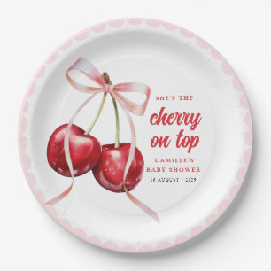 Assiette en papier Rose Cerise Baby Shower