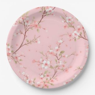 Assiette en papier rose Coquette pour anniversaire