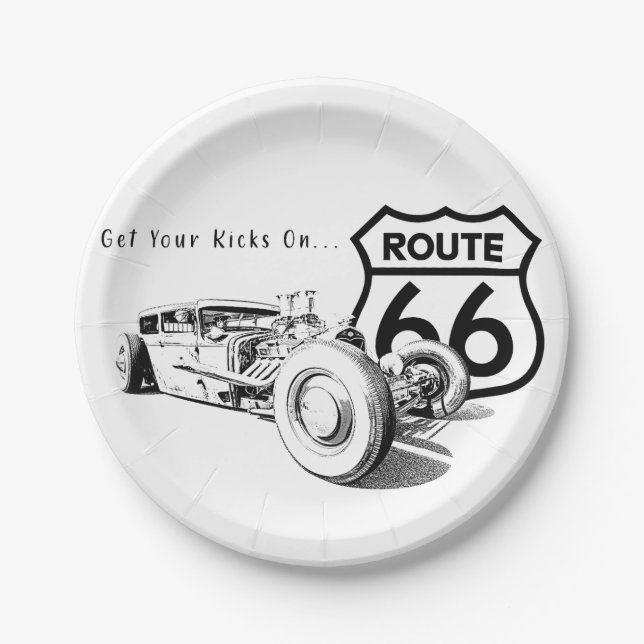 Assiette en papier Route 66 (Devant)