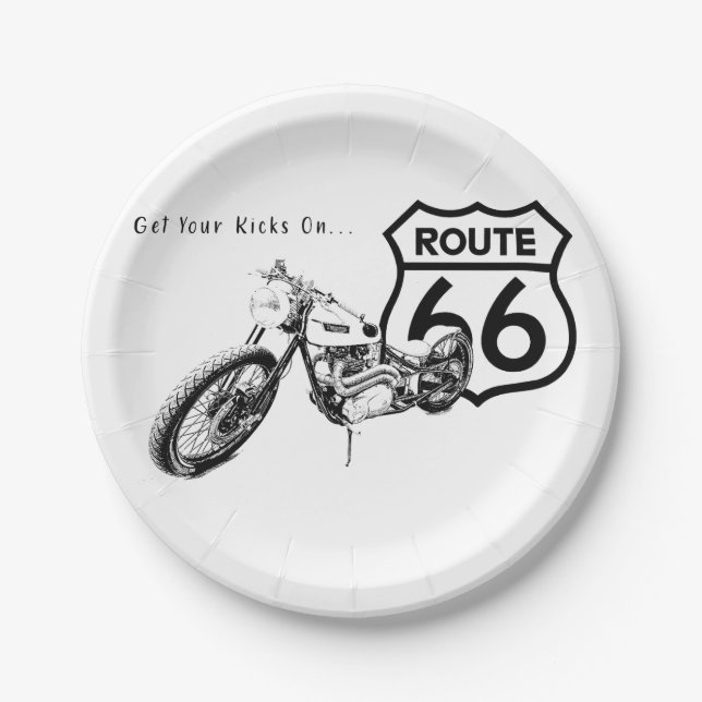 Assiette en papier Route 66 (Devant)