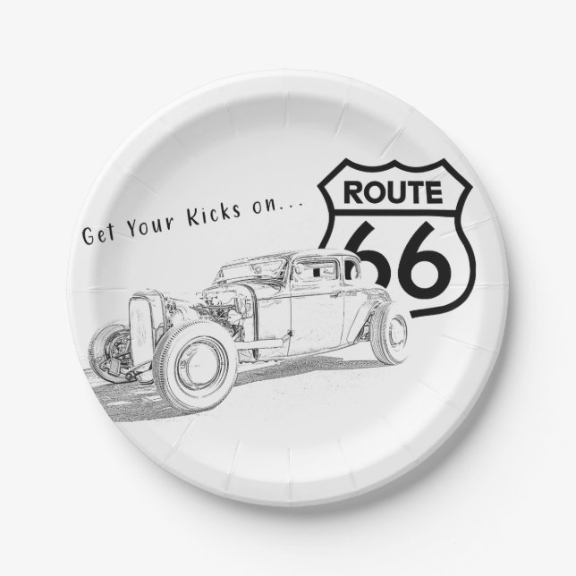 Assiette en papier Route 66 (Devant)