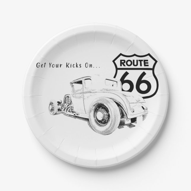 Assiette en papier Route 66 (Devant)