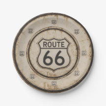 Assiette en papier Route 66 vintage