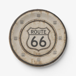 Assiette en papier Route 66 vintage