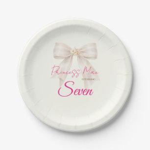 Assiette en papier ruban de princesse à nœud rose