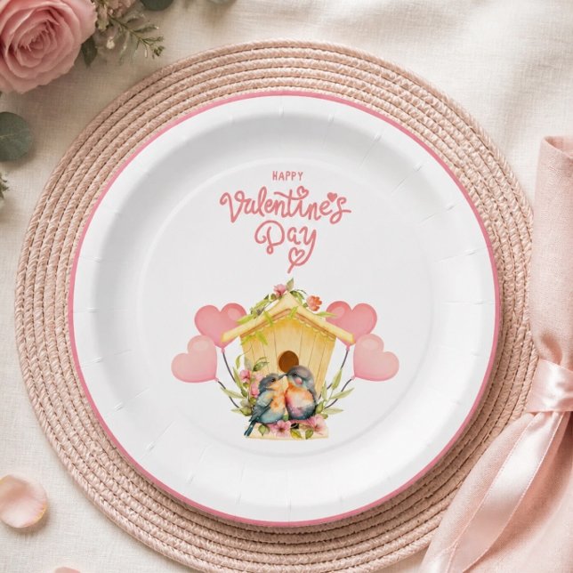Assiette en papier Saint-Valentin pour tourtereaux (Créateur téléchargé)