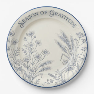 Assiette en papier "Saison de gratitude" à motif t