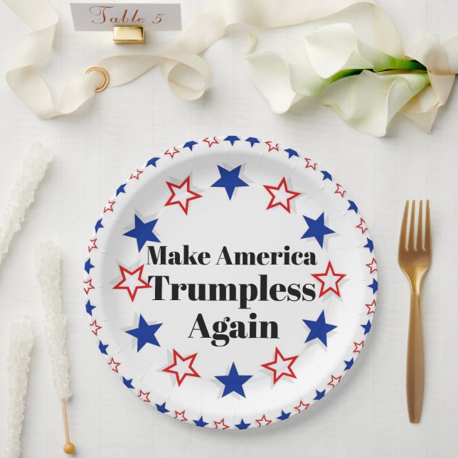 Assiette en papier sans Trump (Mariage)