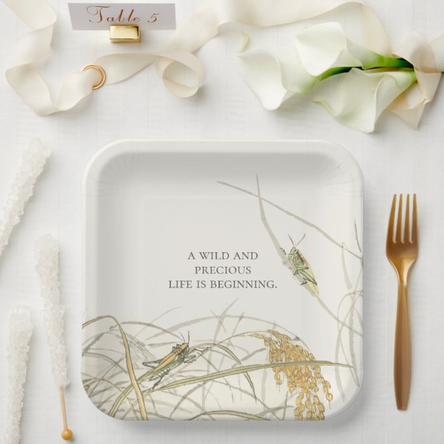 Assiette en papier sauterelle garçon Baby Shower b (Mariage)