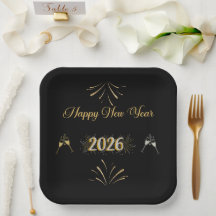 Assiette en papier scintillant pour le Nouvel An